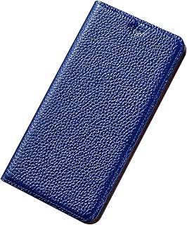 Genuine Leather Cover for Huawei Mate 70 Pro/70 Pro+/70, Lychee Texture Folio Magnetic Closure Case Flip Card Slot Cases Full Protection,Blue(Blue,70 Pro)