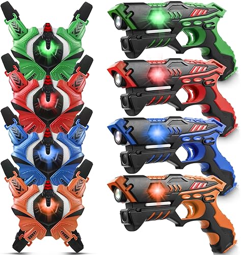 Laser Tag, Laser Tag Guns Set of 4 with Vests, Upgraded Infrared Lazer Tag Game, Laser Tag Set 4 Player for Kids Adults, Toys for Kids Ages 6 7 8 9 disponible en Yaxa Guatemala