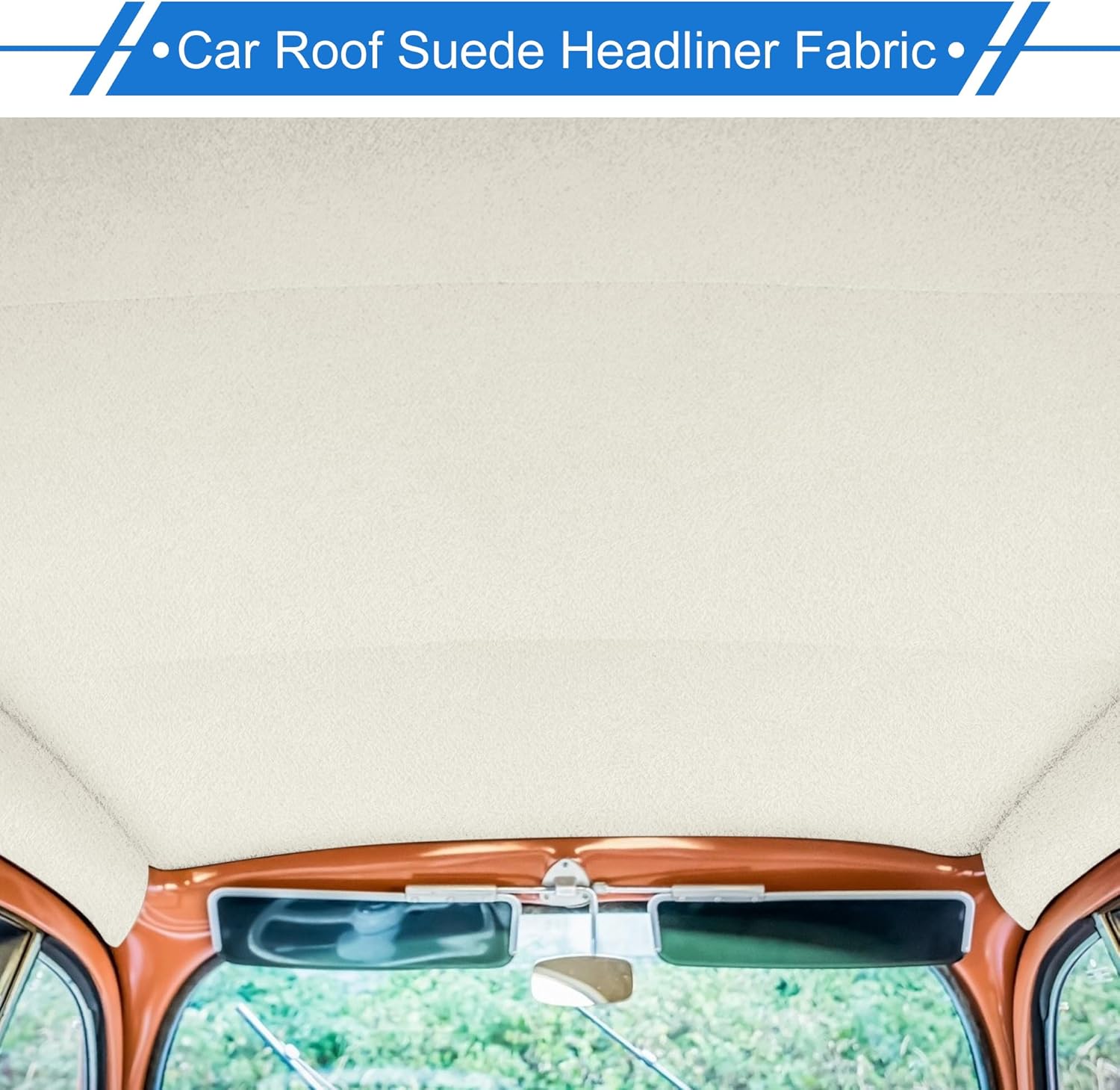 Headliner Fabric 100" L x 60" W Interior Trim DIY Roof Repair Replacement for Car Truck RV SUV Boat Automotive Suede Fabric White