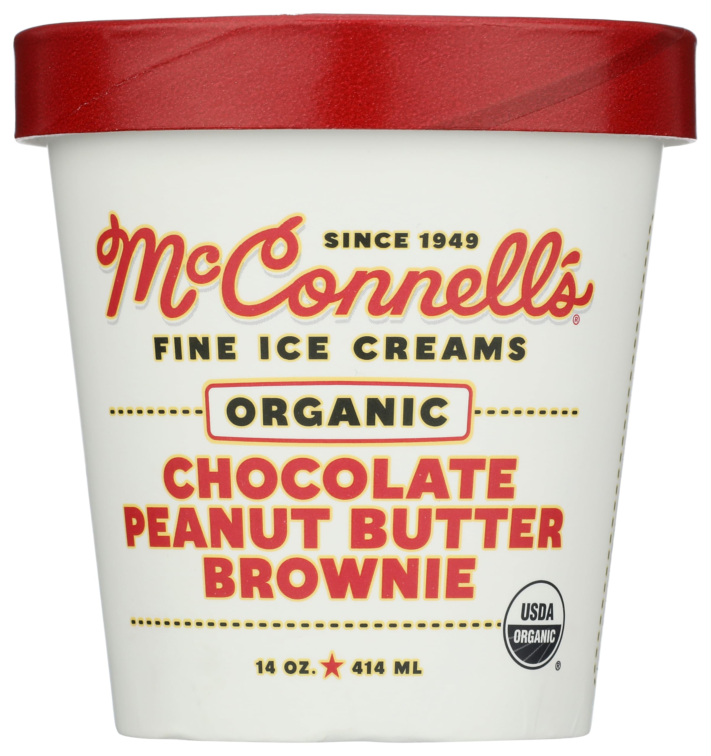 MCCONNELLS Organic Chocolate Peanut Butter Brownie Ice Cream, 14 OZ