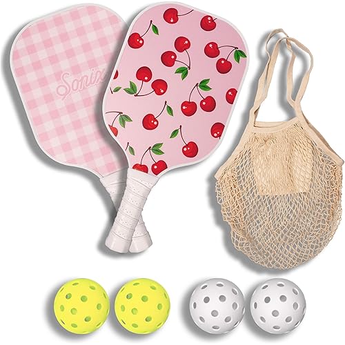 Sonix | Pickleball Paddles Set of 2 | Fiberglass Surface Pickleball Set with 2 Rackets, 4 Balls, & Bag