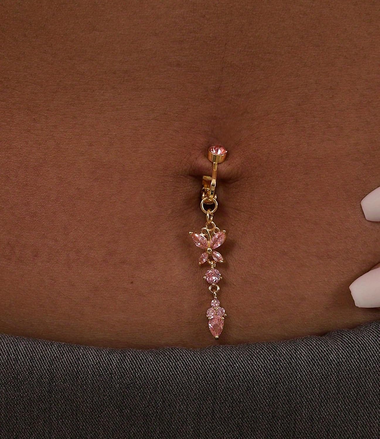 MODRSA Fake Belly Piercing Fake Belly Ring Fake Belly Button Ring Fake Belly Rings Fake Belly Button Piercing Clip on Belly Button Rings Silver Gold
