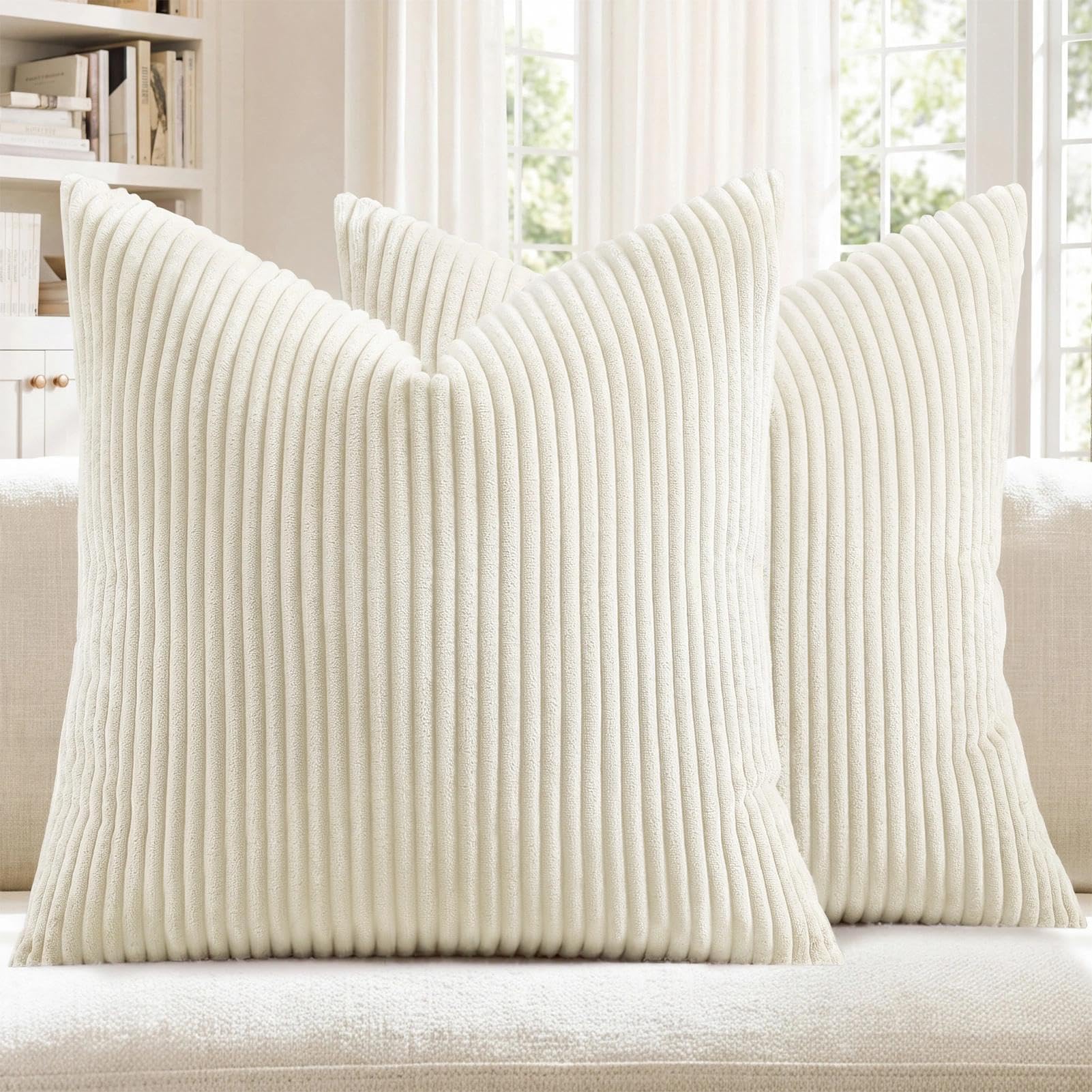Housses de coussin velours côtelé haut de gamme crème Softalker