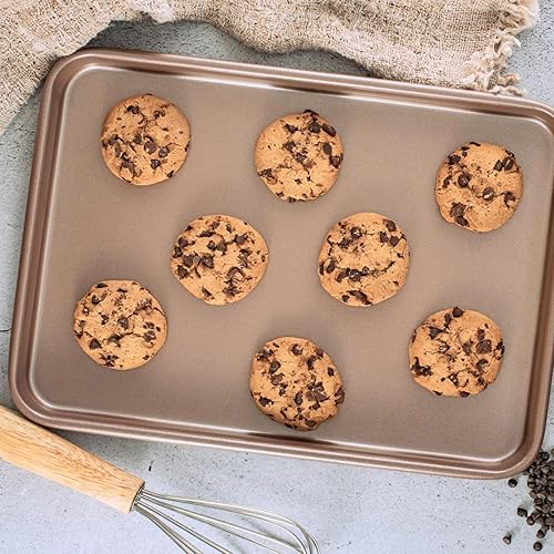 Miniatura 5 de Juego de 2 bandejas antiadherentes para hornear de 9 x 13 pulgadas, sin PFOA y BPA, no tóxicas, de 13 x 9 pulgadas, las mejores sartenes