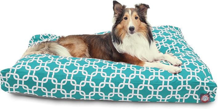 Majestic Pet Rectangular Dog Bed, Large, 44x36x5 in, Washable, Teal