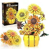 Mavo brix Flowers Building Sets for Adults, Van Gogh Prints Art Botanical Collection, Sunflowers Pot Bouquet Plants Kits Compatible with Lego Flowers, Easter Flores Home Decor for Woman Girls 14+
