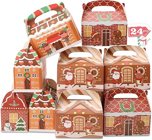 SAITI 24 cajas de galletas de Navidad, cajas de regalo de Navidad, cajas de regalo de Navidad 3D para regalo de Navidad, regalos de Navidad, cajas
