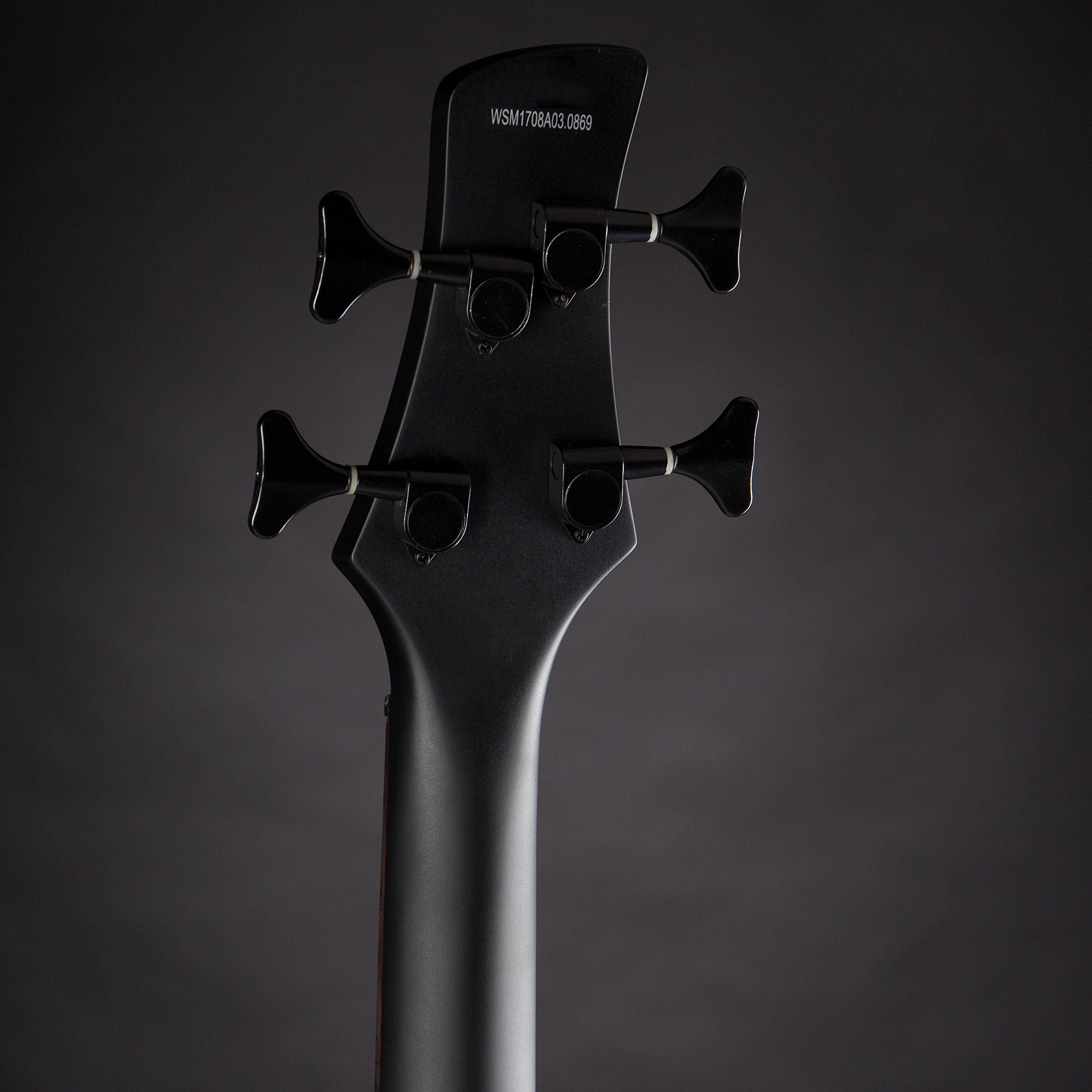 J & D E-Bass, Bass Gitarre mit 4 Saiten und Erle Korpus, Bass mit Split-Coil Tonabnehmer und Single Coil, passive Elektronik, Special Bat Mark