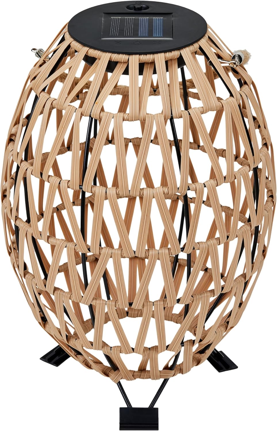 Solar Wicker Lanterns Outdoor with Rattan Weaving – Waterproof Rattan Lantern for Garden, Patio, or Poolside – Solar Floor Lamp Outdoor Waterproof (11" x 11" x 15")