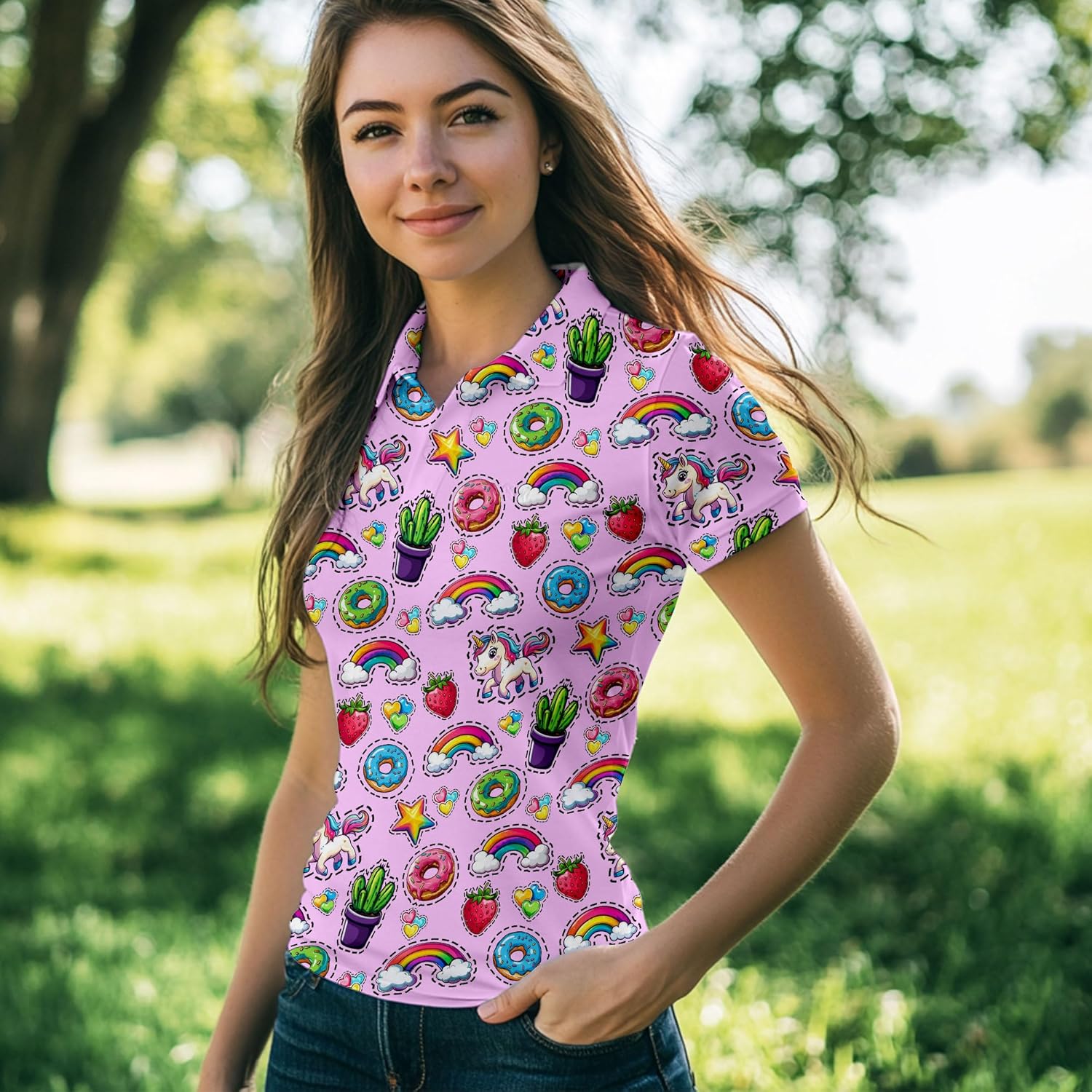 Womens Golf Shirt Short Sleeve Funny Golf Shirts for Woman Tennis Outfit - Image 2