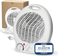 Mobile Fan Heater 2000 W Including Fan – Parking Heater Very Quiet – Portable Heater with Thermostat & 4-Level Switch – Energy-Saving Fan & Fan (White)