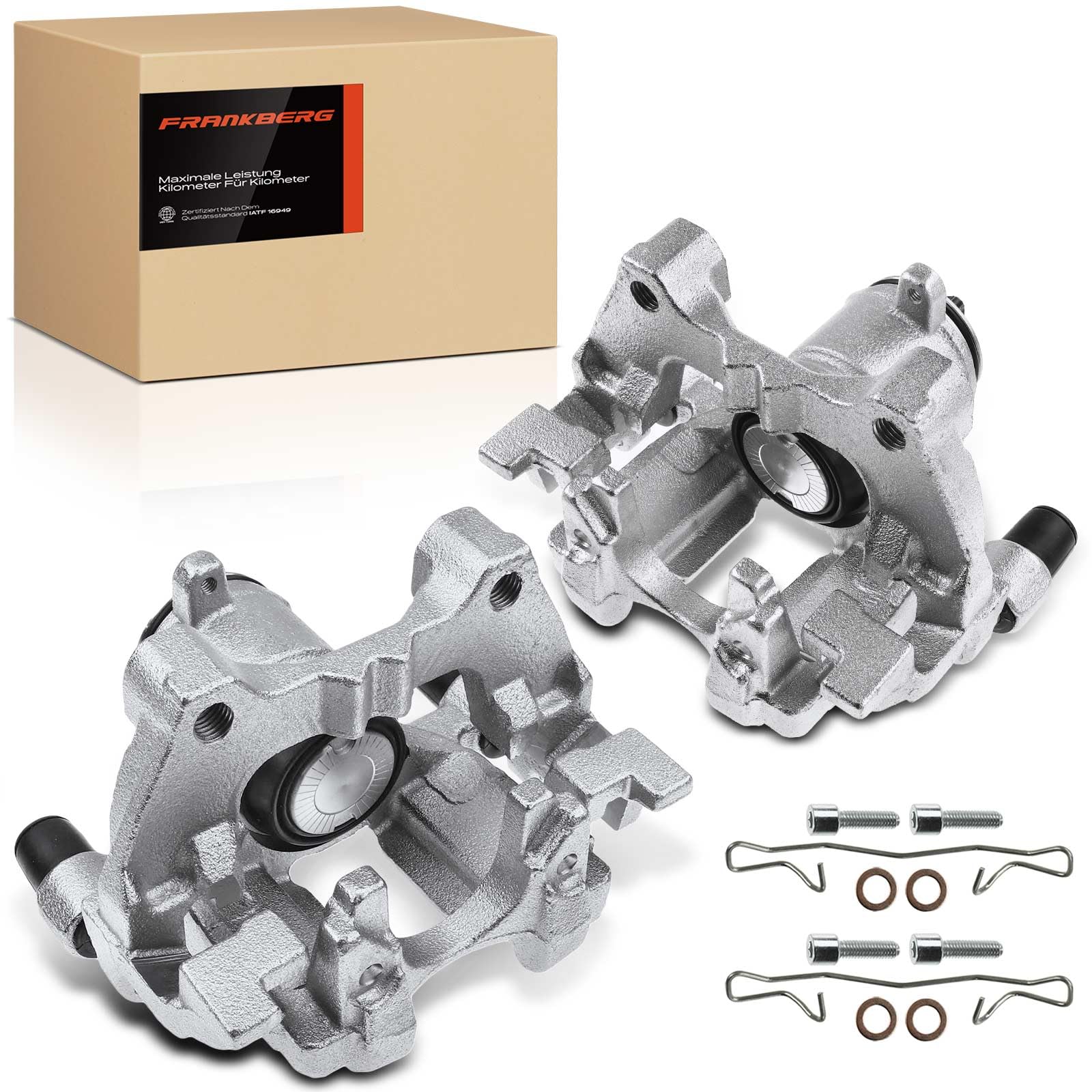 Frankberg 2x Pinza Freno Posteriore Sinistra Destra Con Staffe (Distanza di Fori delle Staffe 90mm) Compatibile con Golf VII Golf Alltrack A3 T-R.O.C K.a.r.o.q TT Q2 Replace# 344837