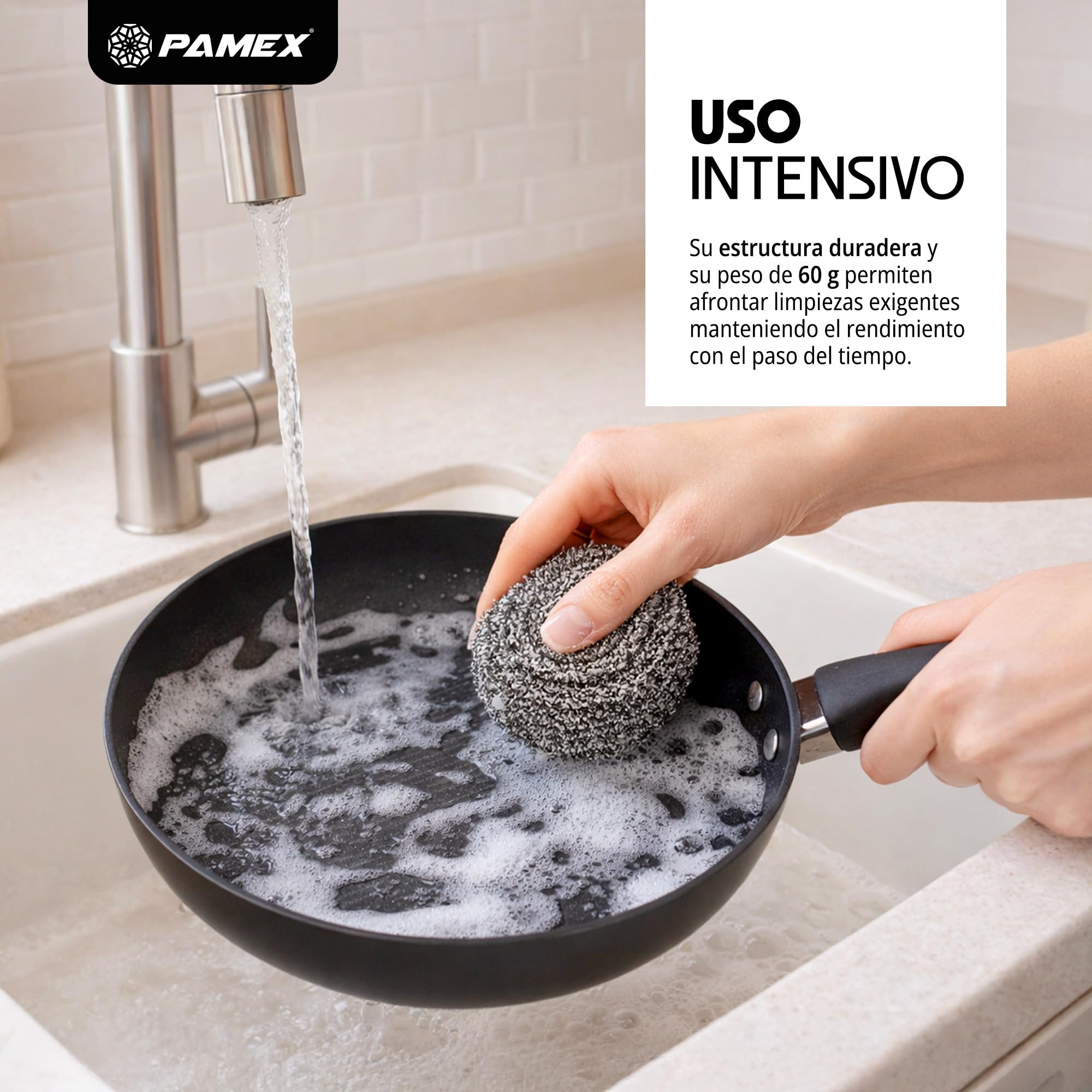 Pamex - Estropajo Acero Grande 60g Arranca Suciedad Nanas - 24 Sets de 2 Unidades (48 Estropajos)