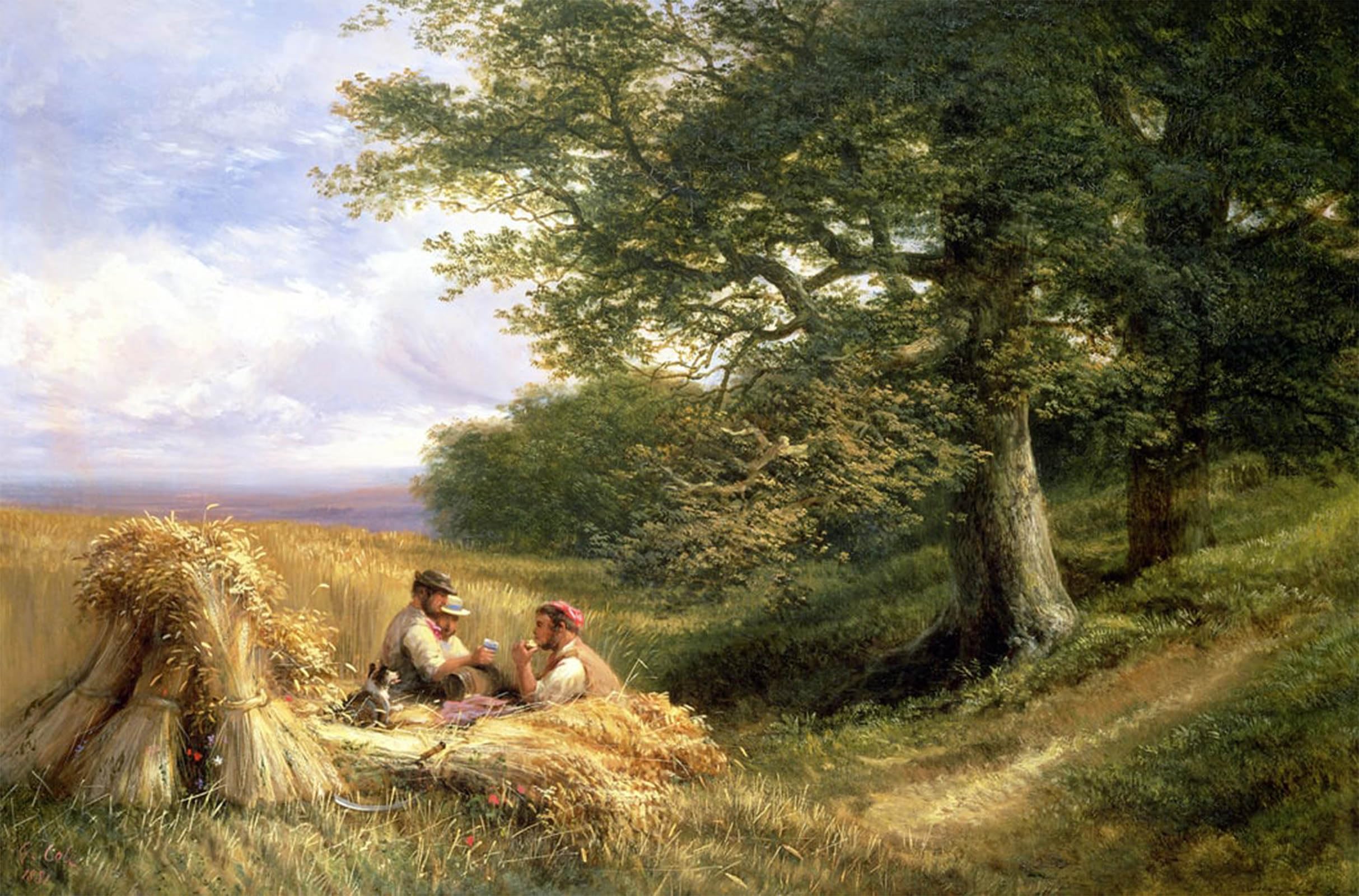 ARTXLXXBN Famous Painting Canvas Artwork Graffiti Print the Harvesters by George Vicat Cole Portrait Canvas Image for Home Decor 60x90cm