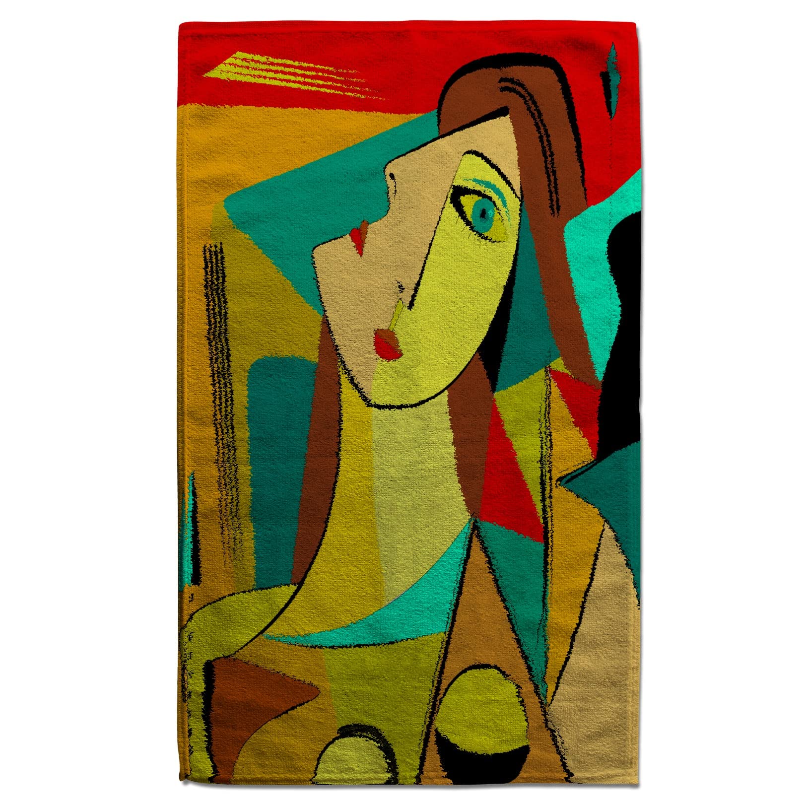 Portrait abstrait serviette de bain grand format drap de douche absorbant coton