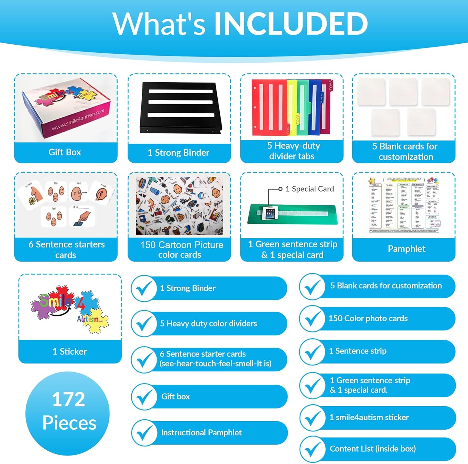 Visual Communication Book,162 ASD Photo Picture Cards: Autism Language Vocabulary, Speech Articulation Therapy, ADHD & Aprexia Learning (English Plastic Cartoon Picture Book, Small)