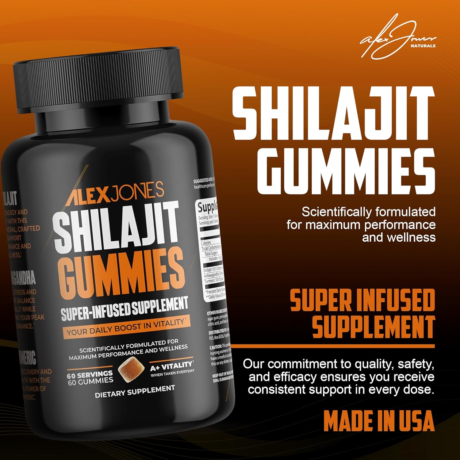 Shilajit Gummies – Men’s Daily Energy & Stamina Booster – Sharper Focus & Strength w/Ashwagandha for Men – Cellular Energy & Performance Supplement – 60 Count - Image 4