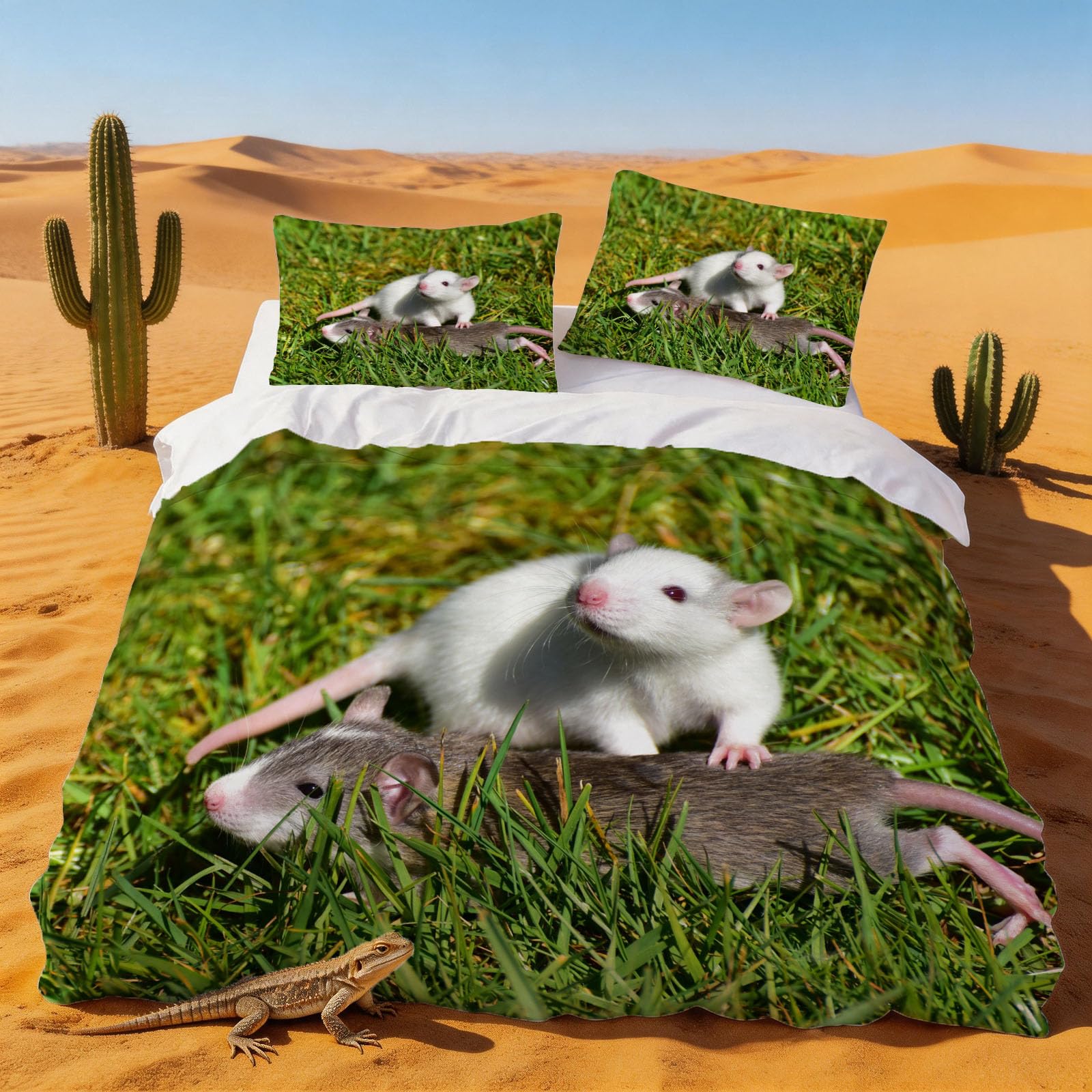 Set de housse couette microfibre doux 200x200 avec taies d'oreiller imprimé animal hamster
