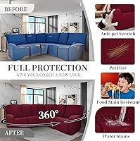 Vista 130 de Fundas 100% impermeables para sofá reclinable seccional, fundas para sofá reclinable en forma de L, funda para sofá seccional de esquina