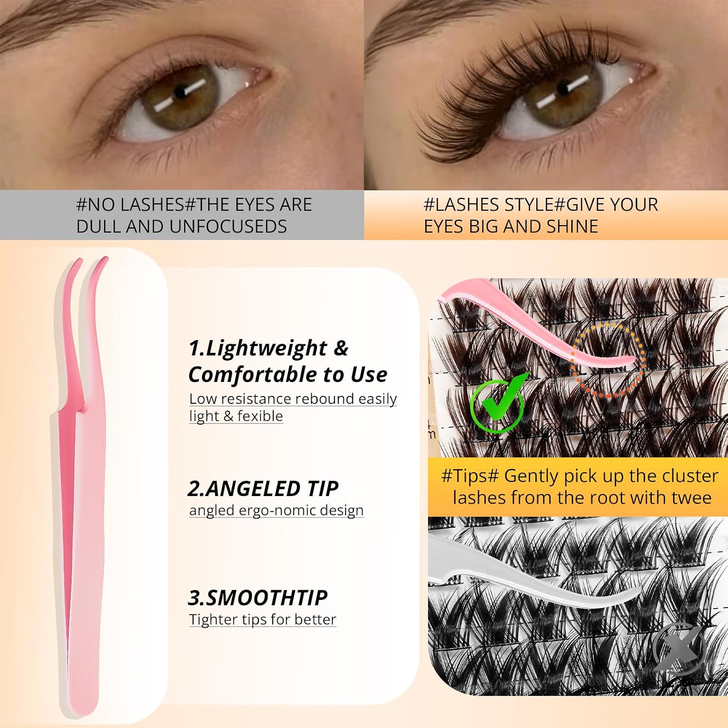 RITALASH Lash Clusters Kit Dark Brown Eyelash Clusters Lashes Kit 10-16mm Pestañas Postizas Naturales Wispy Cluster Eyelash Extensions Kit Eyelashes+Lash Bond&Seal,Lash Tweezers(Brown BLR105 Lash Kit) image 5
