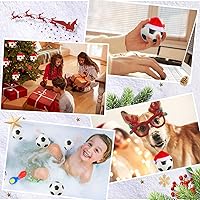 Vista 6 de 12 adornos de bolas de Navidad para árbol de Navidad de 2.4 pulgadas, decoración de baloncesto, fútbol, béisbol con sombrero de Papá Noel