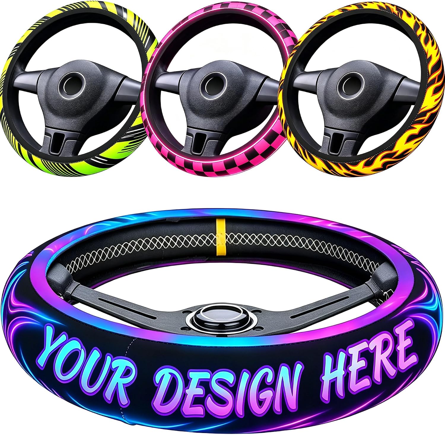 Custom Steering Wheel Cover Add Your Photo Text Logo