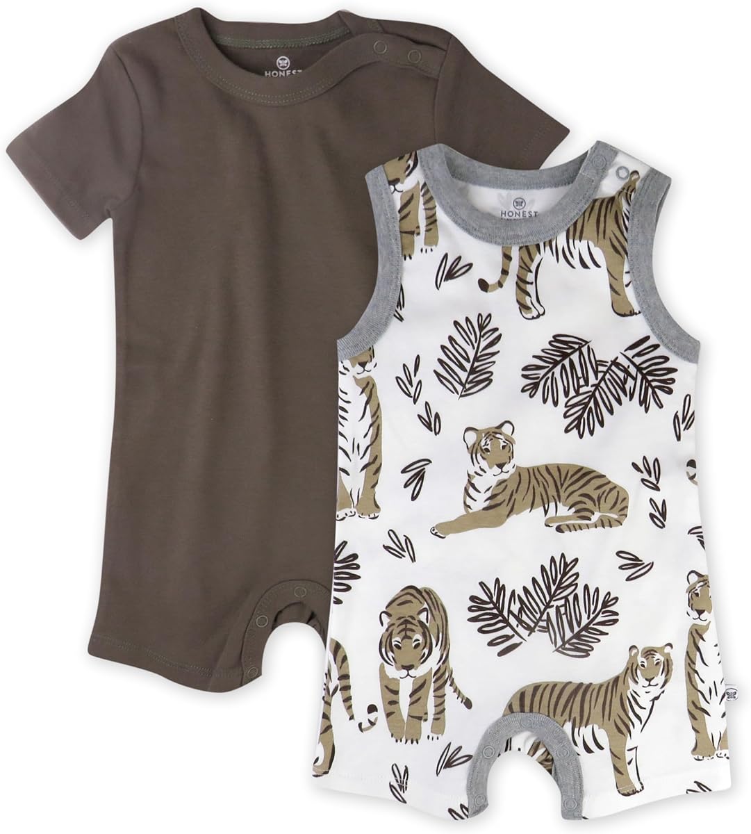 Short Sleeve and Tank Romper 100% Organic Cotton for Infant Baby and Toddler Boys