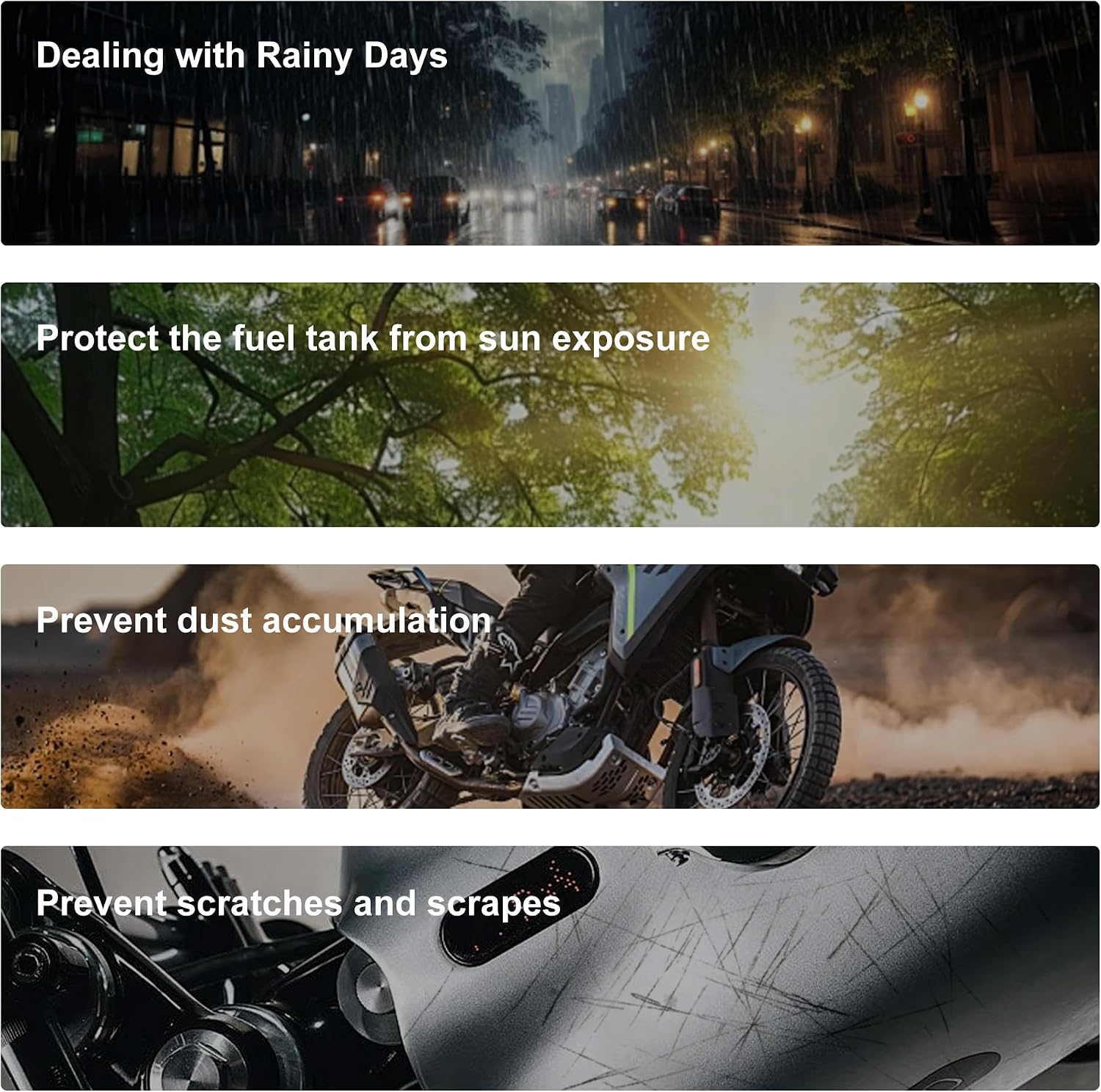 Waterproof Motorcycle Cover - UV Protection All-Season Motor Cover, Heavy Duty Polyester for Harley, Honda, Yamaha, Universal Fit