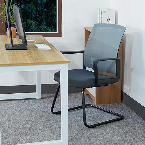 Miniatura 2 de CLATINA Silla de invitados de oficina con soporte lumbar y malla de respaldo medio serie de rejilla de aire espacial para recepción conferencias