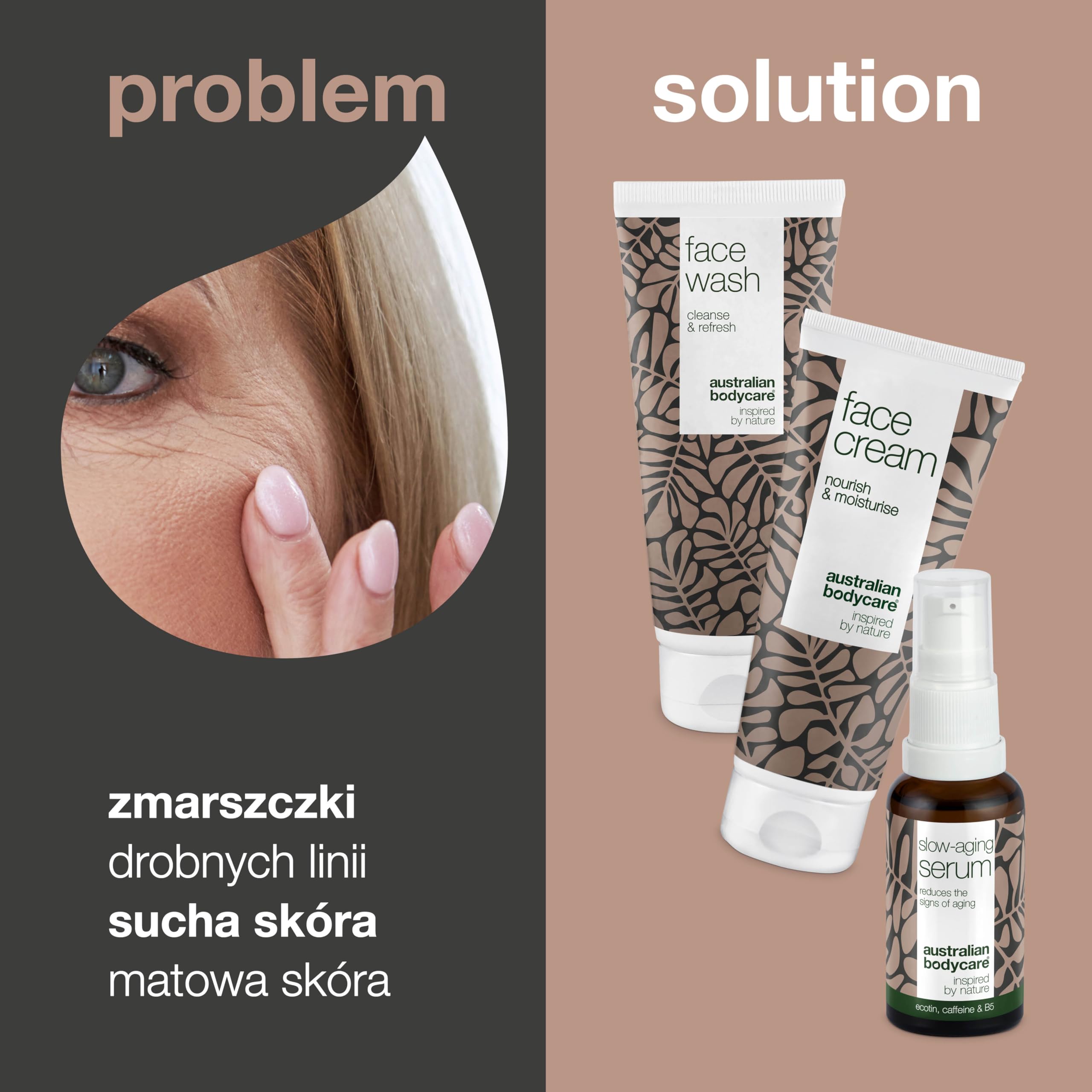 Zestaw do powolnego starzenia się skóry z olejkiem z drzewa herbacianego - Żel do mycia twarzy, krem do twarzy i serum zapewniające redukcję zmarszczek, wygładzenie drobnych linii i nawilżenie