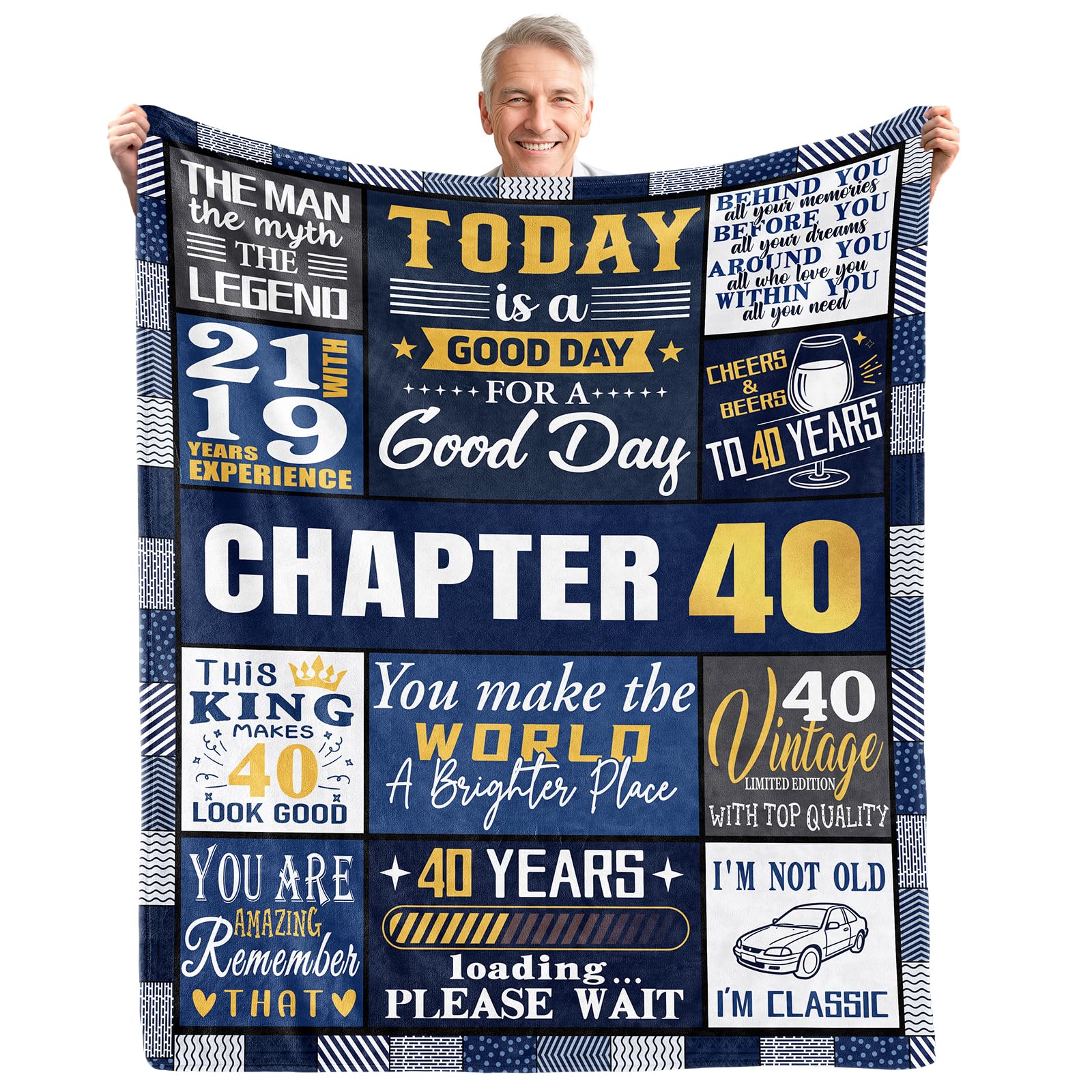 CAPRIFIC 40th Birthday Gifts for Men, Mens 1986 Gift Ideas Decoration – 150x130cm Soft Blanket for 40 Year Old Him