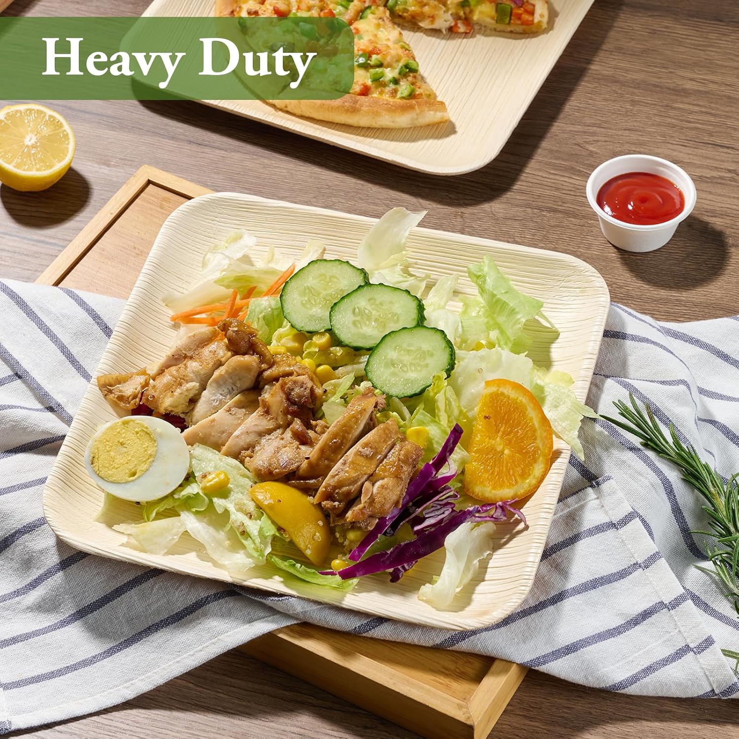 ECOLipak 10 Inch Compostable Palm Leaf Plate Like Bamboo Plate, 50 Pack Disposable Biodegradable Plates Suitable for Party, Dinner - Image 5