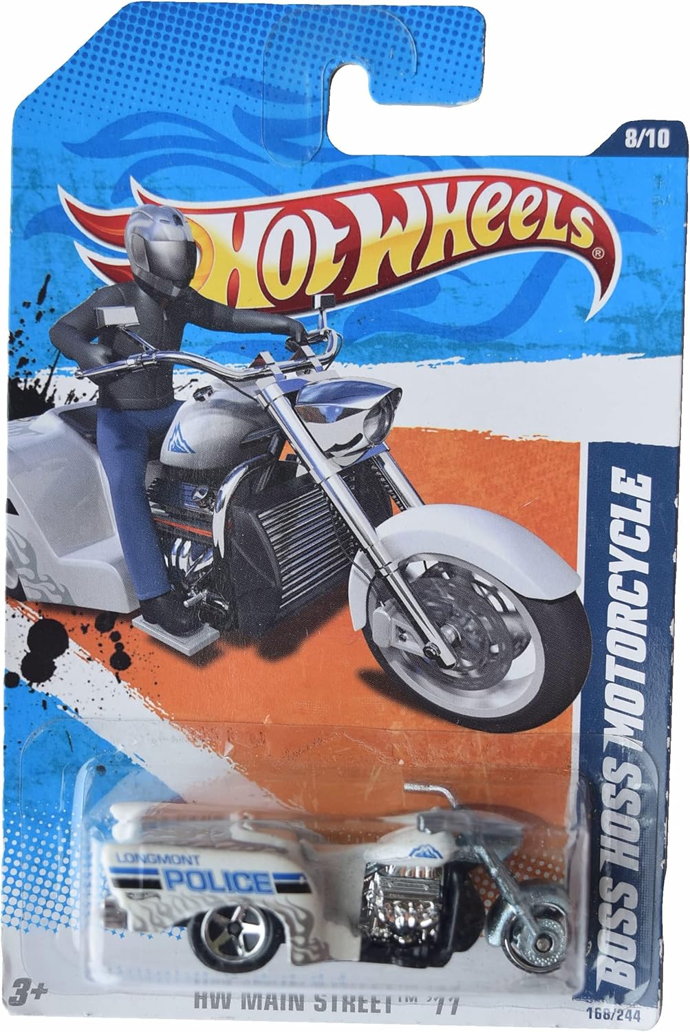 Hot Wheels Boss Hoss Motorcycle, HW Main Street '11 8/10 White