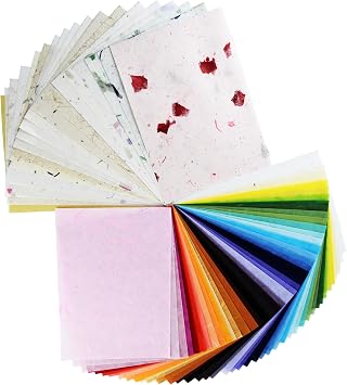 A5 MulberryPaperStock 65 Hand Made Tissue Mulberry Paper Sheets Natural FiberDesign for Japanese Origami andA5 / 5.8 x 8.3 in