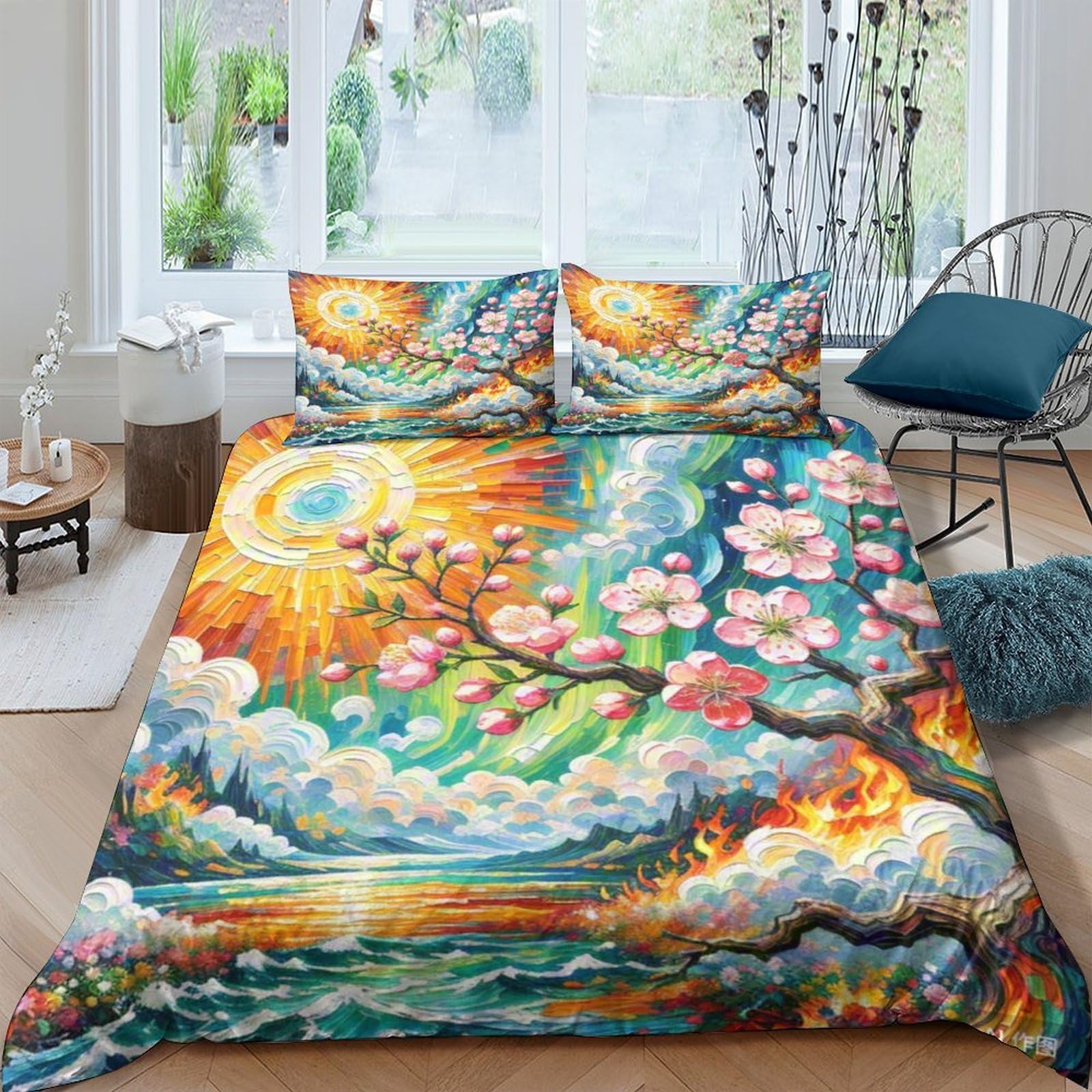 Housse de couette imprimée en 3D fleur de pêche qualité supérieure 220x240
