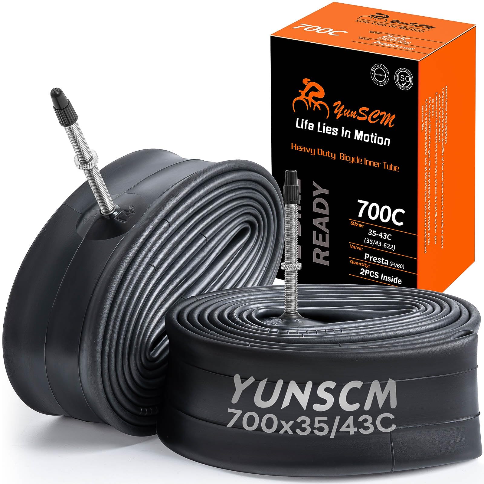Amazon | YunSCM 2本,700 35c チューブ 肉厚,仏式ロングバルブ60mm 高