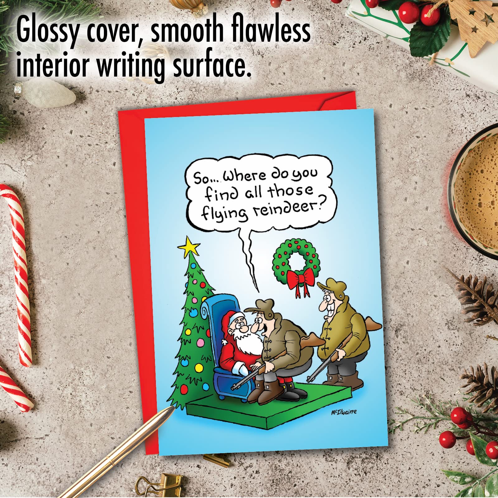 Amazon | ハンターFlying ReindeerクリスマスJoke Greeting Card 1