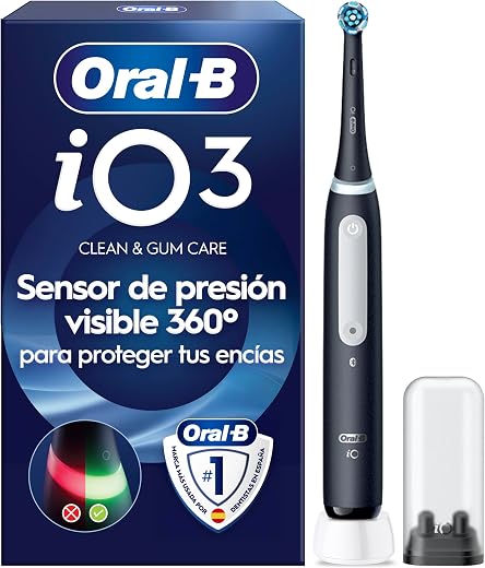 🚫 [CADUCADO] 🔥 Oral-B iO 3N Cepillo de Dientes Eléctrico con 1 Cabezal, Negro | Cepillo Dental con Sensor de Presión, 3 Modos de Cepillado con Modo Blaqueante, Temporizador y Soporte para Cabezales