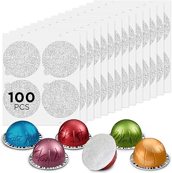 CAPMESSO Aluminum Foils Lids for Vertuo Reusable Pods,Compatible for Refillable Vertuo Pods, 100pcs Coffee Pods Foil Seals Covers100/package