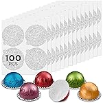 CAPMESSO Aluminum Foils Lids for Vertuo Reusable Pods,Compatible for Refillable Vertuo Pods, 100pcs Coffee Pods Foil Seals Covers(100/package)