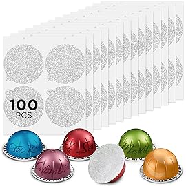 CAPMESSO Aluminum Foils Lids for Vertuo Reusable Pods,Compatible for Refillable Vertuo Pods, 100pcs Coffee Pods Foil Seals Covers(100/package)