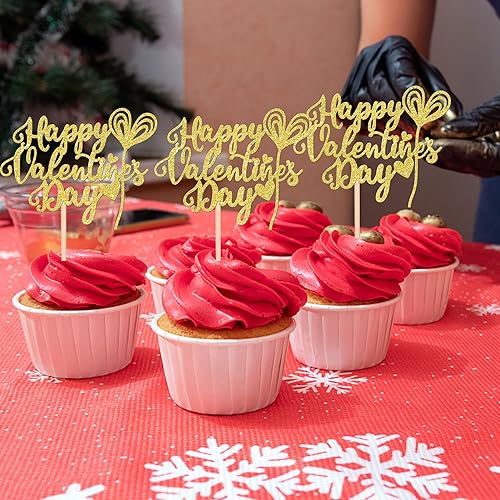 Miniatura 4 de 24 piezas de decoración para cupcakes con purpurina para el día de San Valentín, dulce amor, corazón, Be Mine, para San Valentín, temática de San