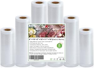 Food Vacuum Sealer Bag Rolls: KitchenBoss 6 Rolls Food Saver Bags,6 8 11 inch Sous Vide Bags Rolls with BPA Free, Commercial Grade Vac seal Bags for All Vacuum Sealer