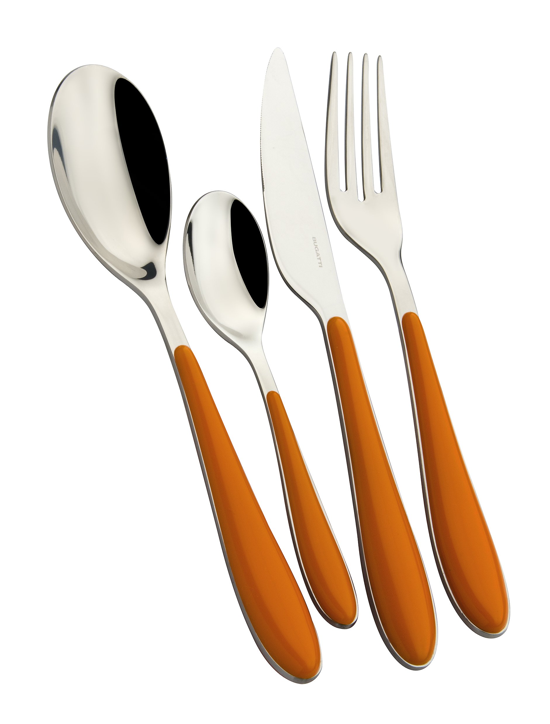 Bugatti ggou-023 F50 Gioia Besteckgarnitur, 24-teilig Tafelservice, San/Stahl Orange 22 x 8 x 30 cm