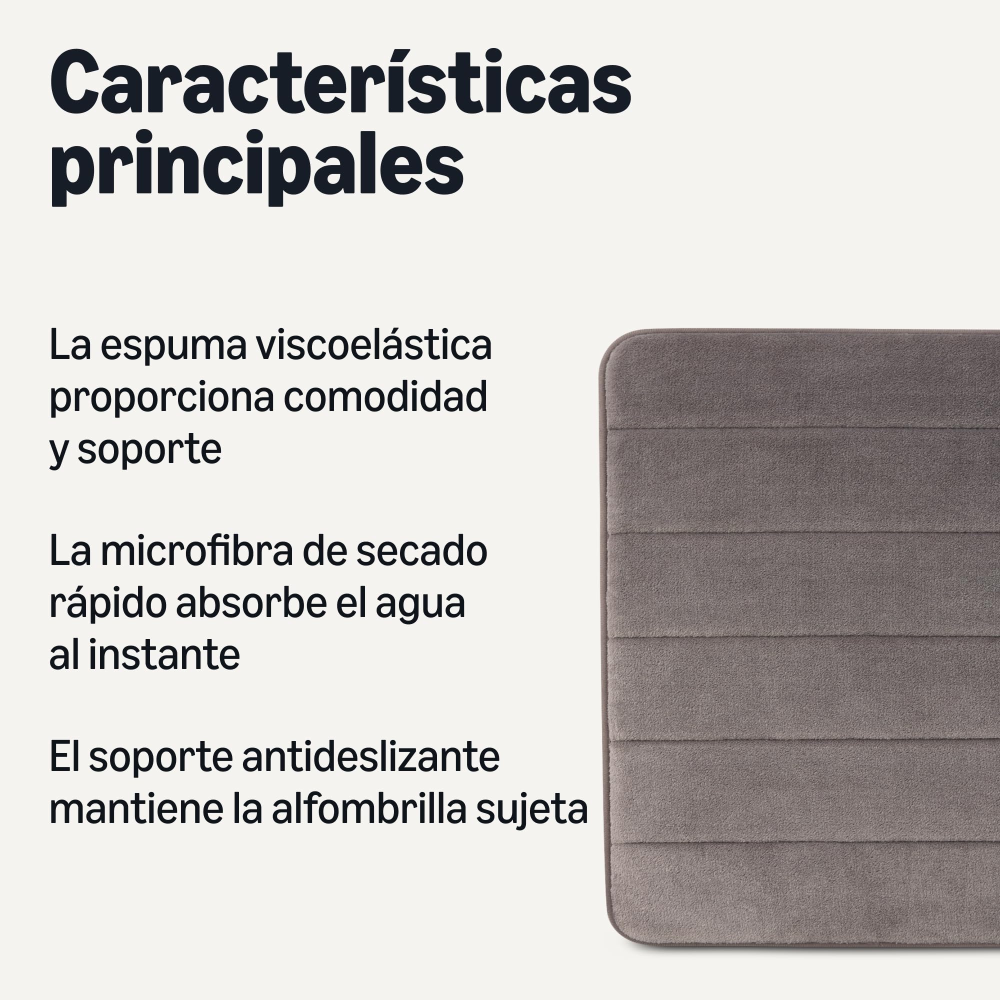 Amazon Basics Alfombra de Baño Antideslizante de Espuma viscoelástica, Alfombrilla de Ducha Ultra Suave, Absorbente, Secado Rápido, Lavable a Máquina, 43x61 cm, Gris Oscuro