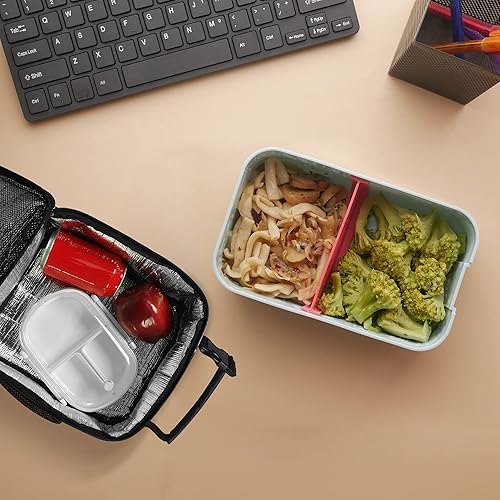 Miniatura 5 de Deosk Lonchera reutilizable pequeña para hombres y mujeres, lonchera portátil aislada para adultos, adecuada para escuela, trabajo, picnic (negro)