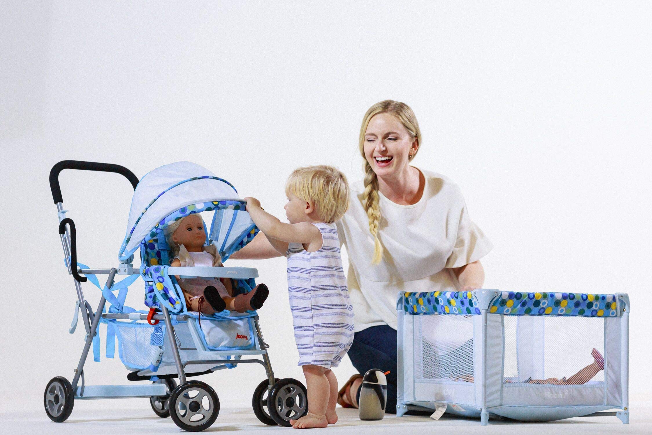 Joovy Toy Caboose, Doll Stroller, Doll Accessory, Pink Dot Buy Online