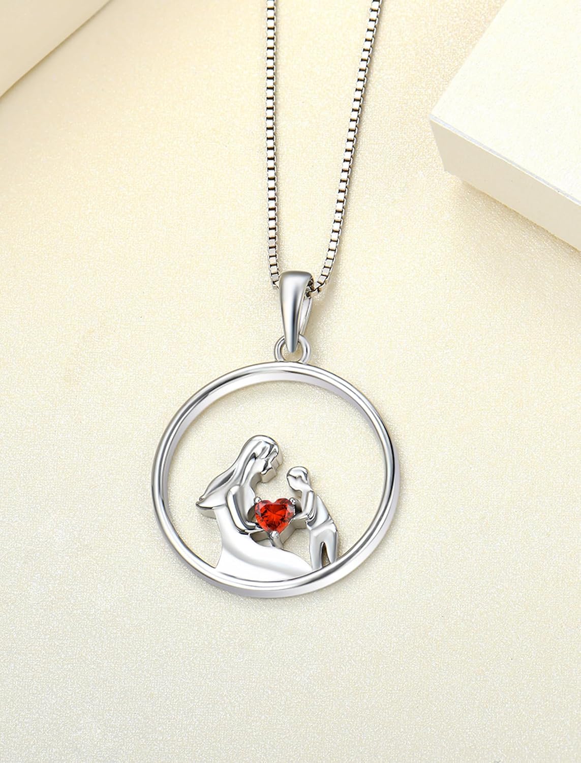YL Women's Mother Necklace 925 Sterling Silver Round Mum Pendant Birthstone Jewelry for Mom - Image 4