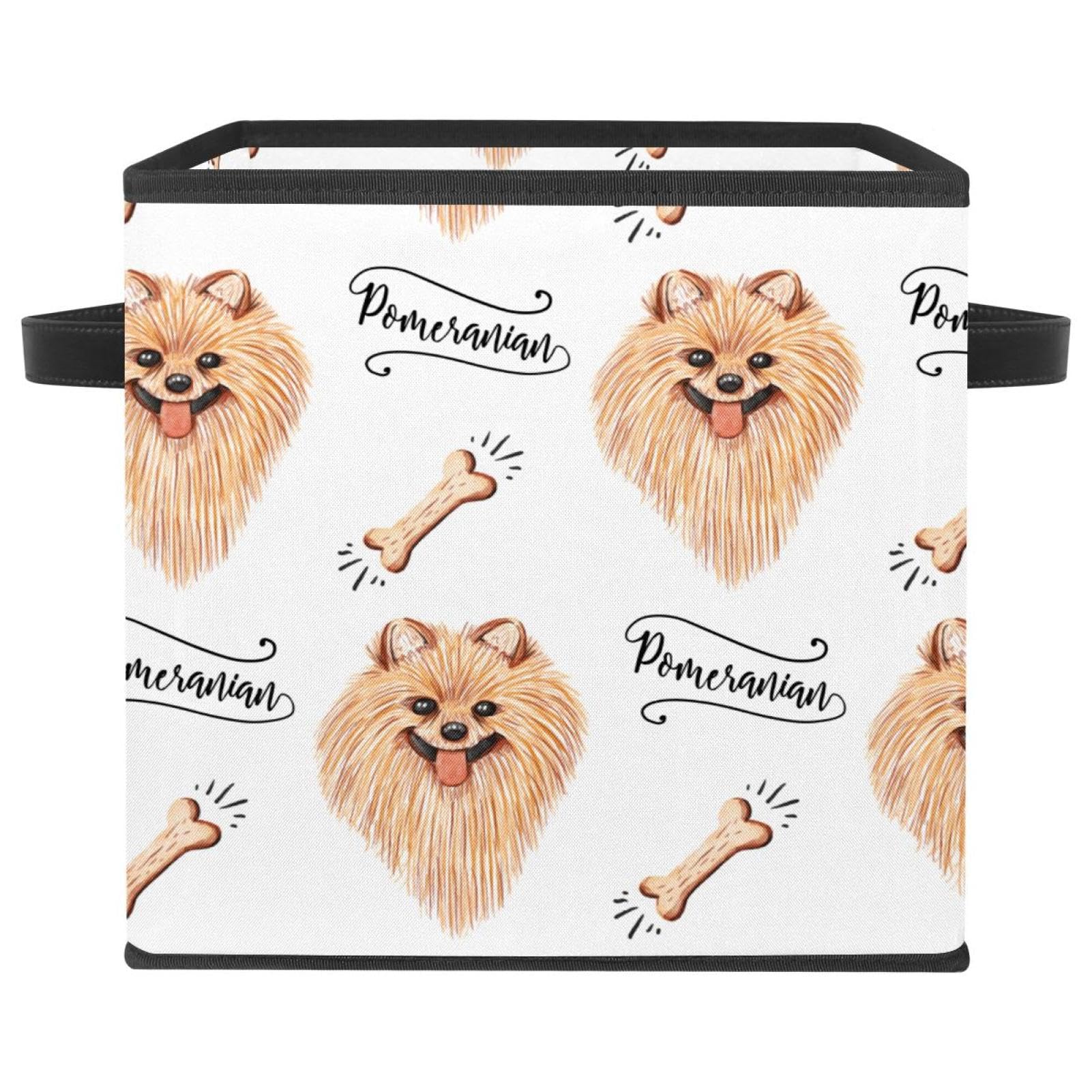 Boîte de rangement pliable motif Poméranie panier tissu pour livre et meuble