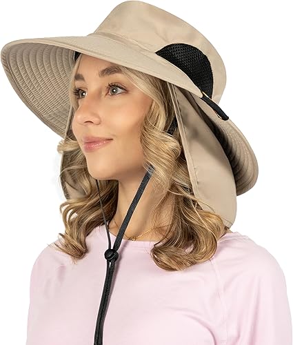 Miniatura 7 de SUN CUBE Sombrero de ala ancha para hombres y mujeres, sombreros de pesca, protección solar UV, sombrero de pescador, sombrero de pescador de